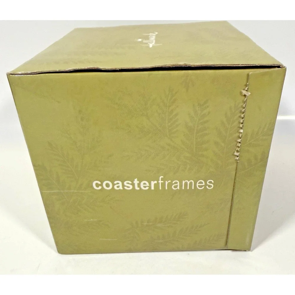 Hallmark Coaster Frames Set Brown Wood Glass 3.5x3.5 Photo Display New